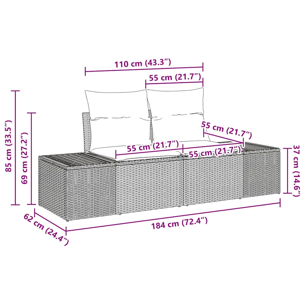 Tuin Sofa Set Met Opslag 12 Pcs Poly Riet