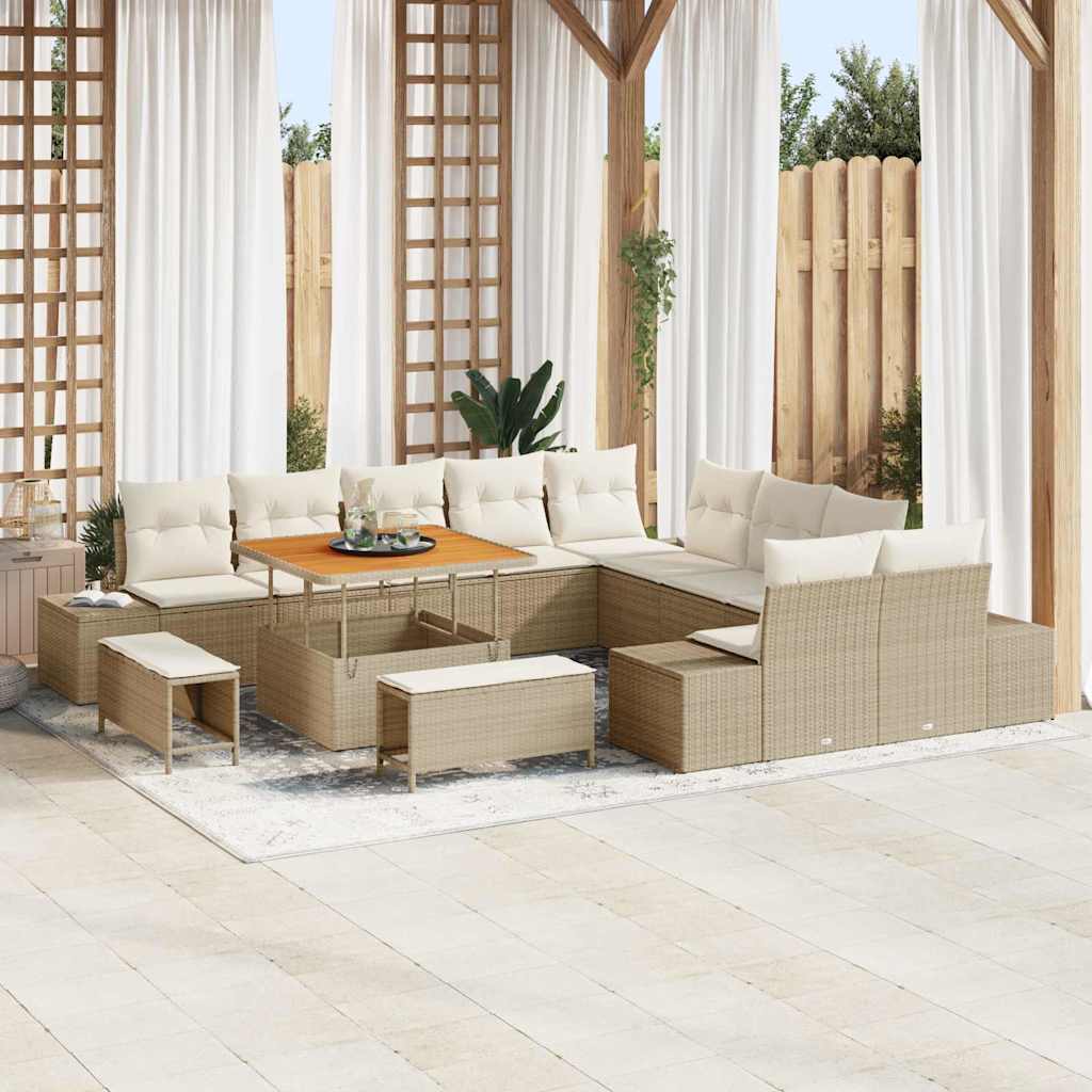 Tuin Sofa Set Met Kussen 13 Pcs Poly Riet