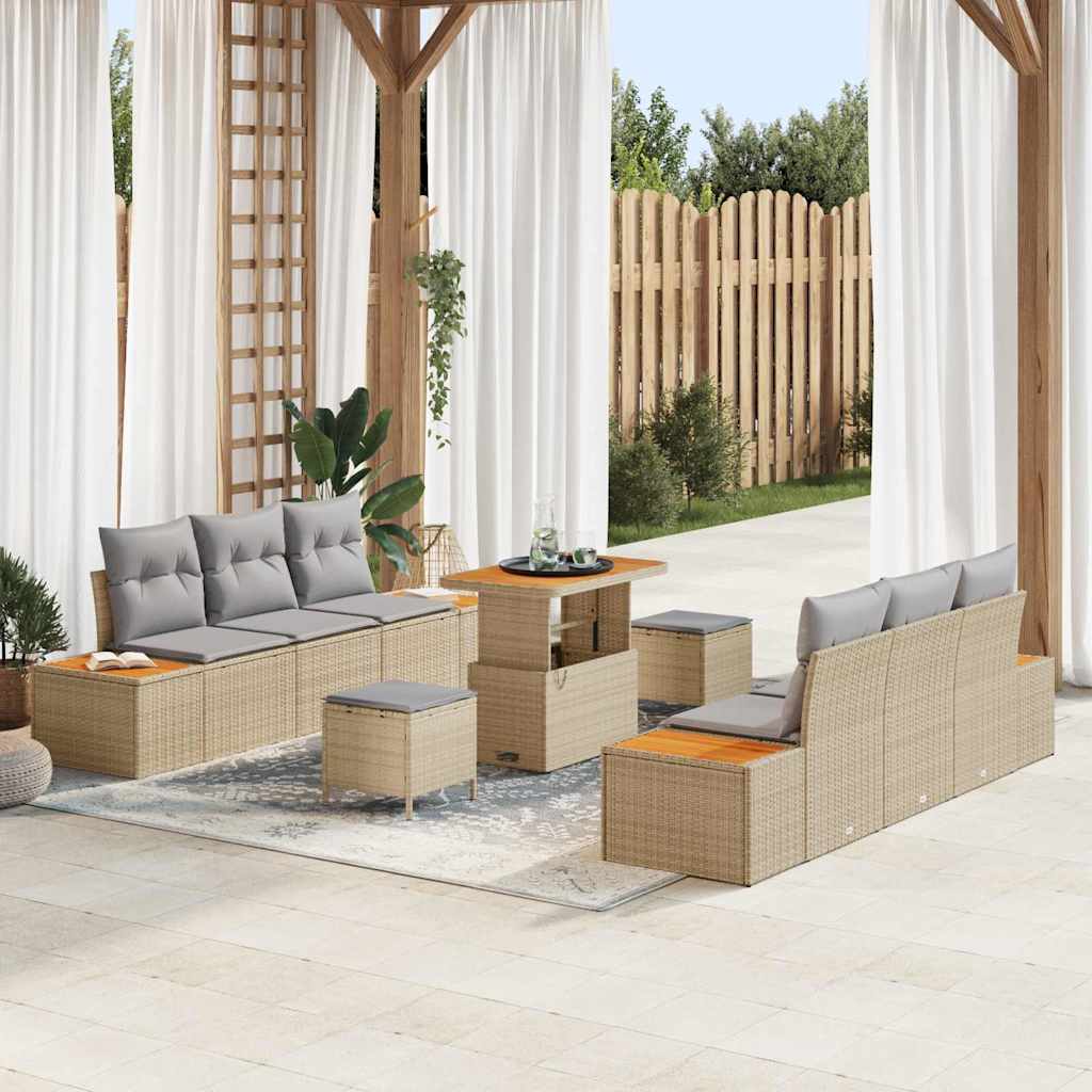 Tuin Sofa Set Met Kussen 9 Pcs Poly Riet