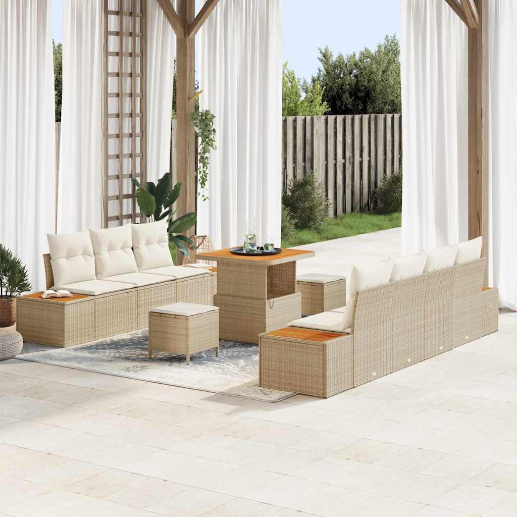 Tuin Sofa Set Met Kussen 10 Pcs Poly Riet