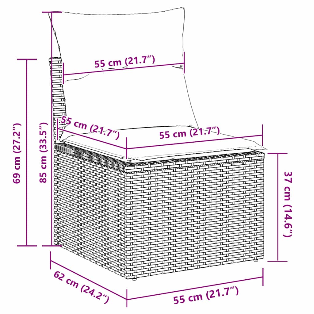 Tuin Sofa Set Met Kussen 11 Pcs Poly Riet