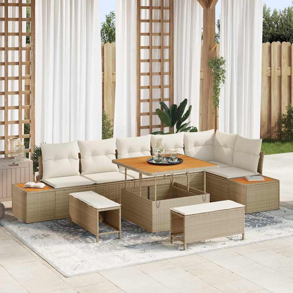 Tuin Sofa Set Met Kussen 9 Pcs Poly Riet