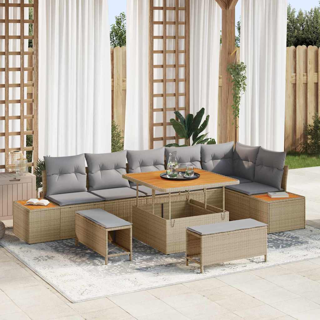 Tuin Sofa Set Met Kussen 9 Pcs Poly Riet