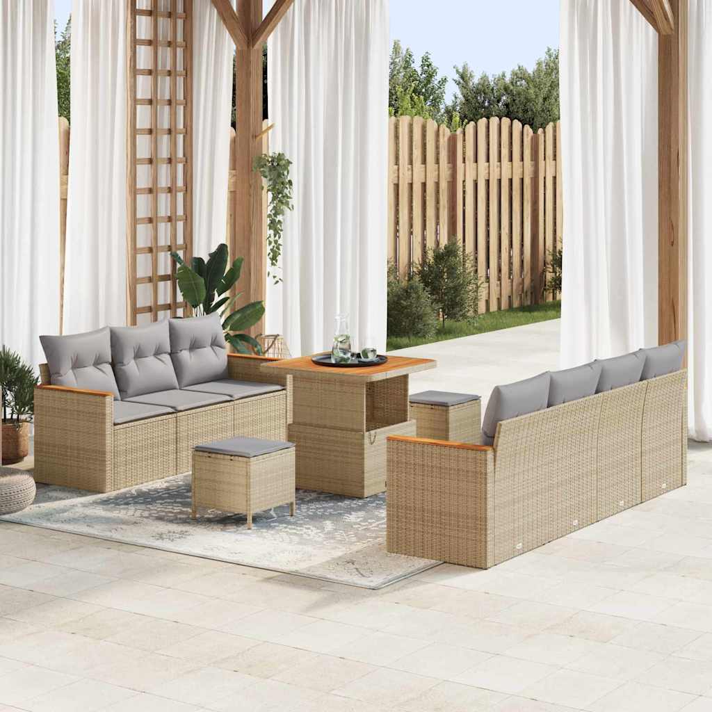 Tuin Sofa Set Met Kussen 10 Pcs Poly Riet