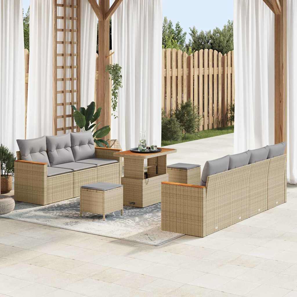 Tuin Sofa Set Met Kussen 10 Pcs Poly Riet