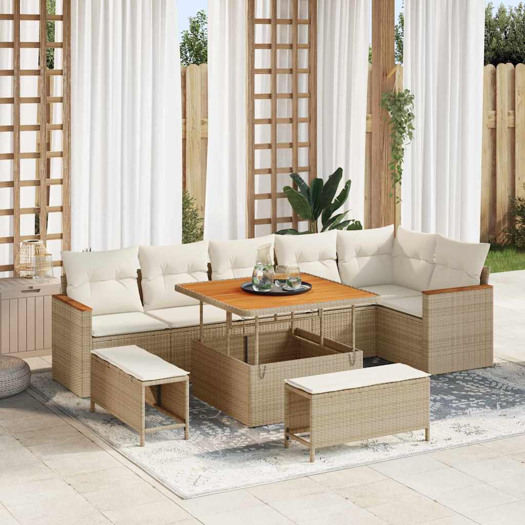 Tuin Sofa Set Met Kussen 9 Pcs Poly Riet