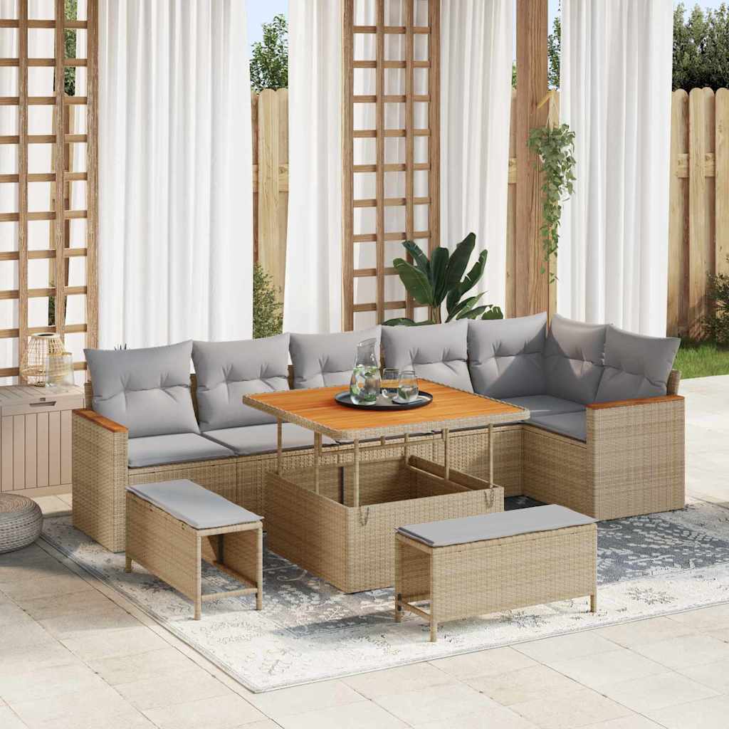 Tuin Sofa Set Met Kussen 9 Pcs Poly Riet
