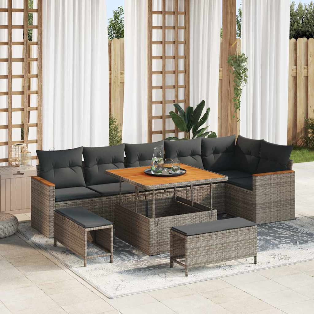 Tuin Sofa Set Met Kussen 9 Pcs Poly Riet