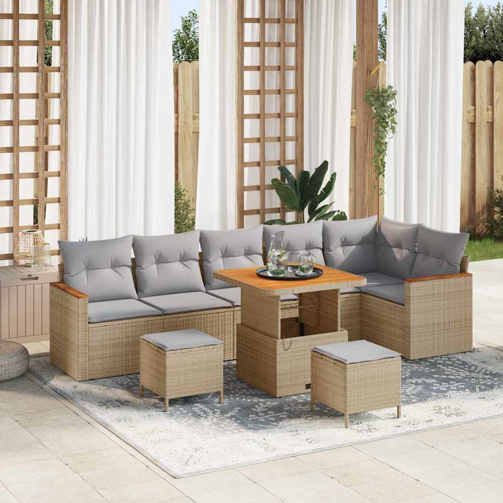 Tuin Sofa Set Met Kussen 9 Pcs Poly Riet