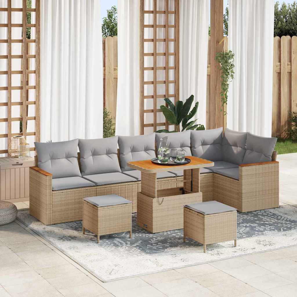 Tuin Sofa Set Met Kussen 9 Pcs Poly Riet