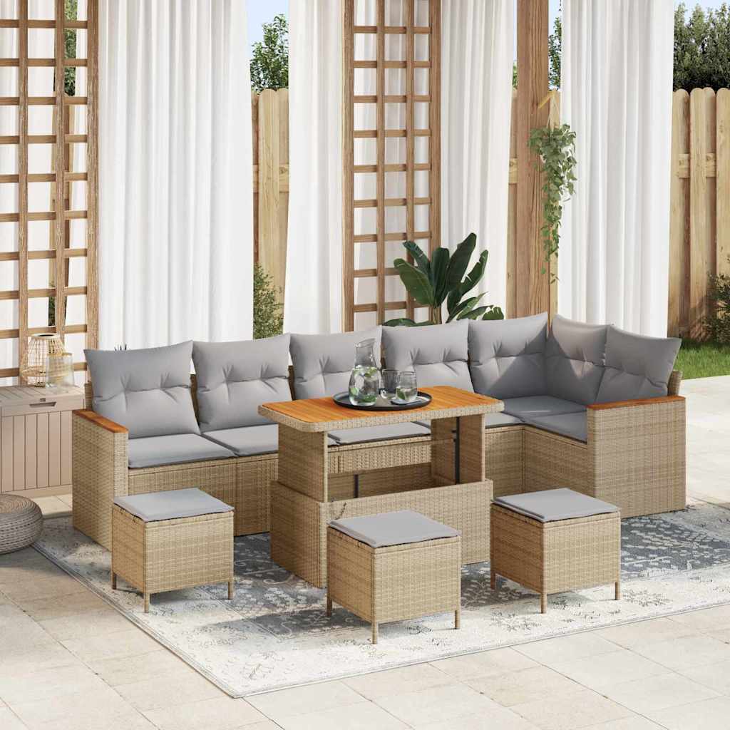 Tuin Sofa Set Met Kussen 9 Pcs Poly Riet