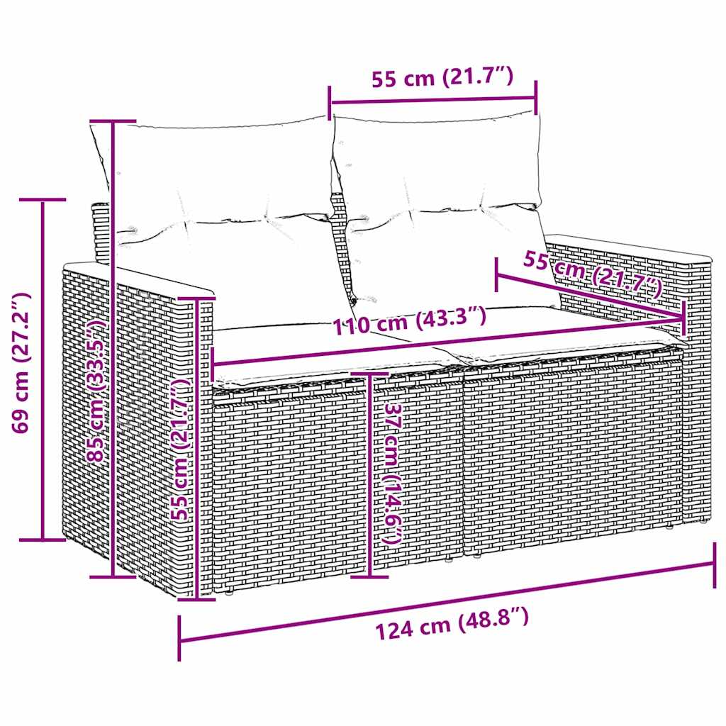Tuin Sofa Set Met Kussen 13 Pcs Poly Riet