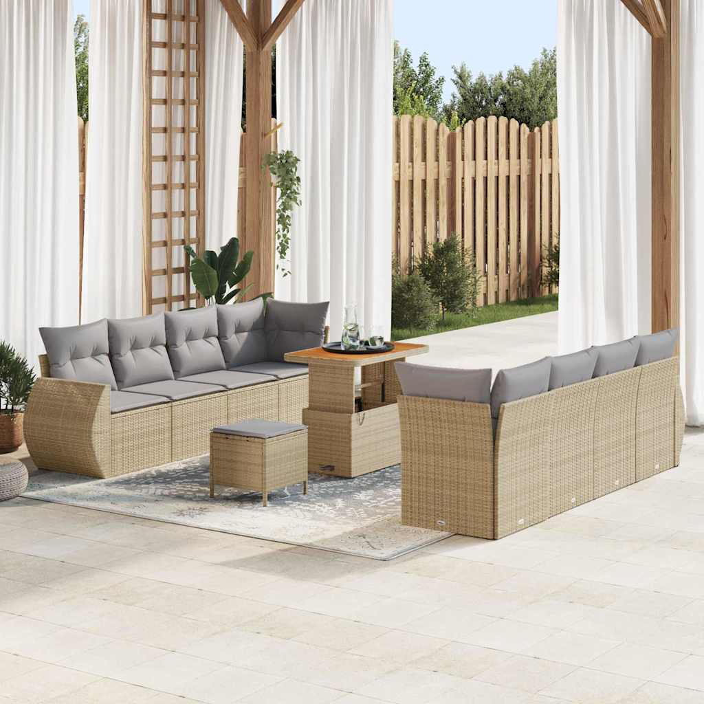 Tuin Sofa Set Met Opslag 11 Pcs Poly Riet