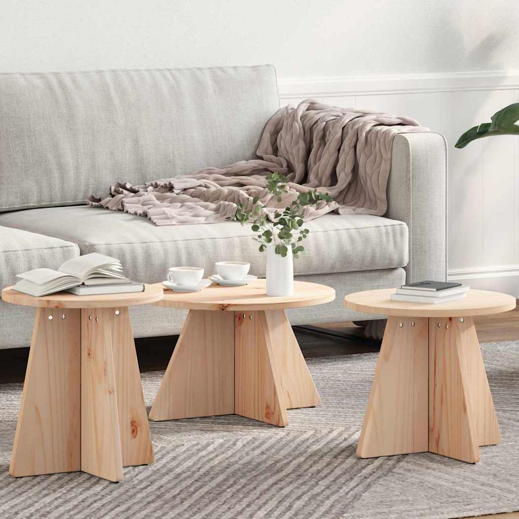 Salontafel 3 Pcs 49 X 49 X 30 Cm Massief Grenenhout
