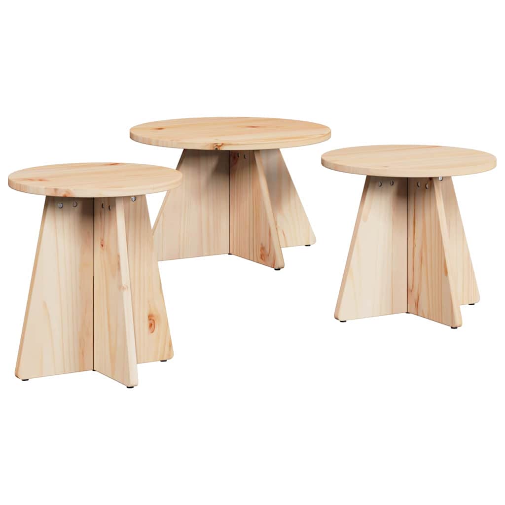 Salontafel 3 Pcs 49 X 49 X 30 Cm Massief Grenenhout