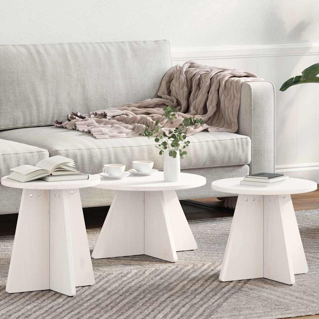 Salontafel 3 Pcs 49 X 49 X 30 Cm Massief Grenenhout