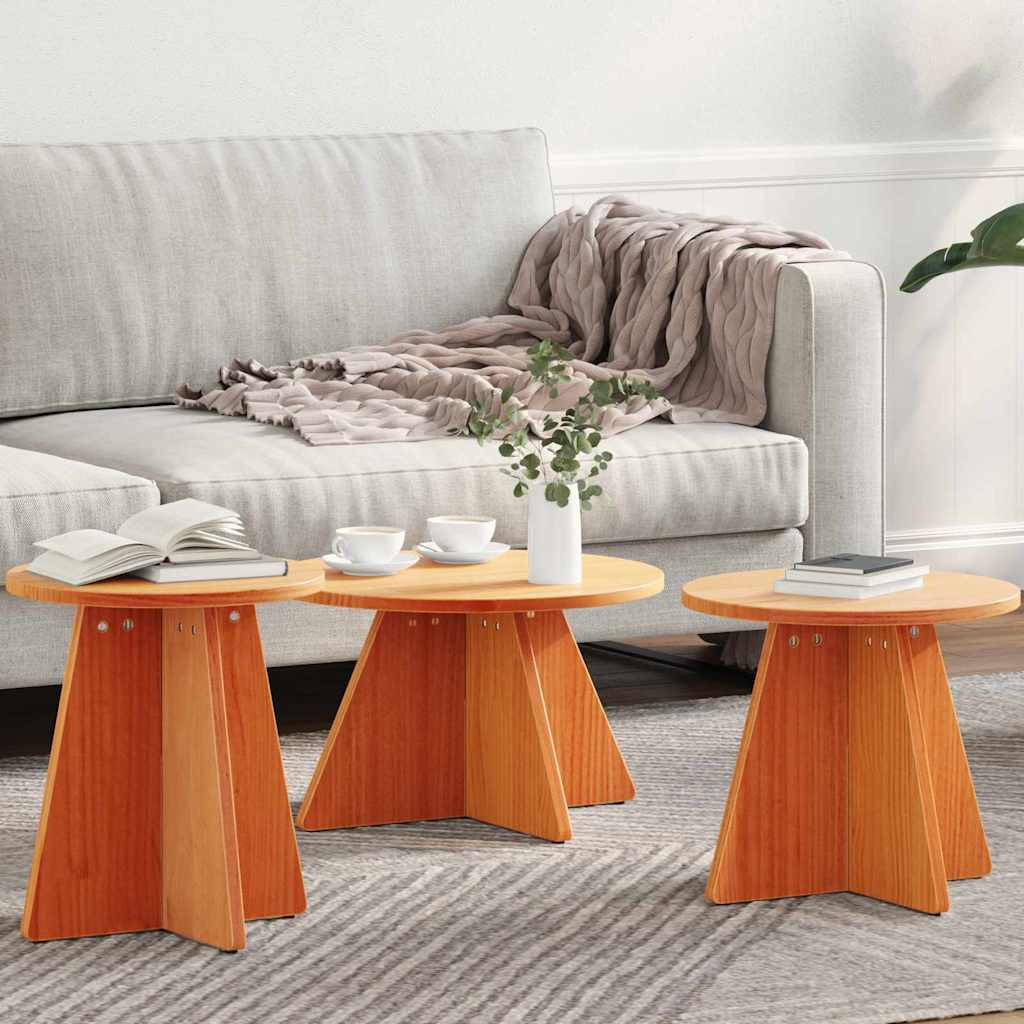 Salontafel 3 Pcs 49 X 49 X 30 Cm Massief Grenenhout