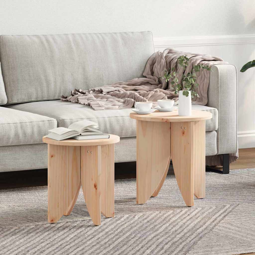 Salontafel 2 Pcs 41.5 X 41.5 X 44 Cm Massief Grenenhout