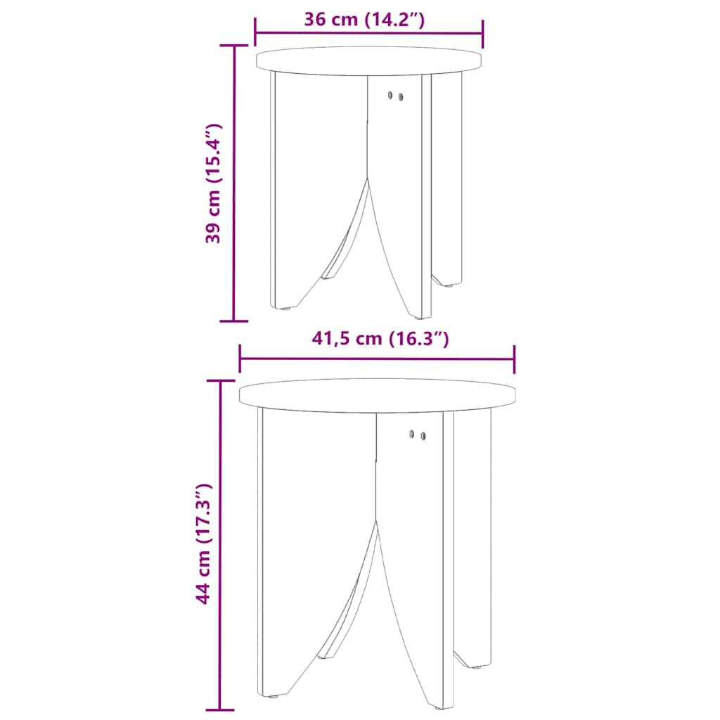 Salontafel 2 Pcs 41.5 X 41.5 X 44 Cm Massief Grenenhout