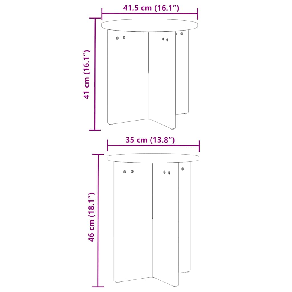 Salontafel 2 Pcs 41,5 X 41,5 X 41 Cm Massief Grenenhout