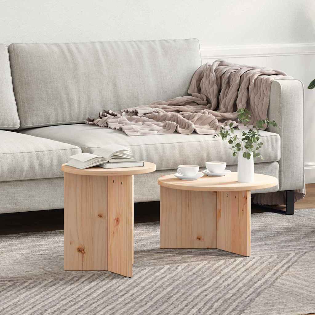 Salontafel 2 Pcs 49 X 49 X 28 Cm Massief Grenenhout