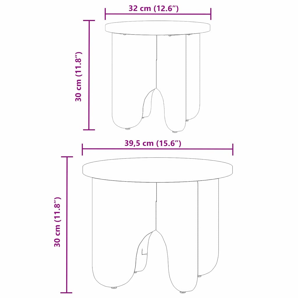 Salontafel 2 Pcs 39.5 X 39.5 X 30 Cm Massief Grenenhout