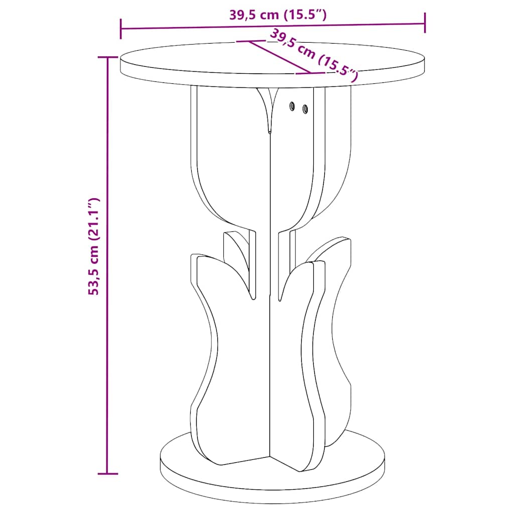 Bijzettafel 39.5 X 39.5 X 53.5 Cm Massief Grenenhout