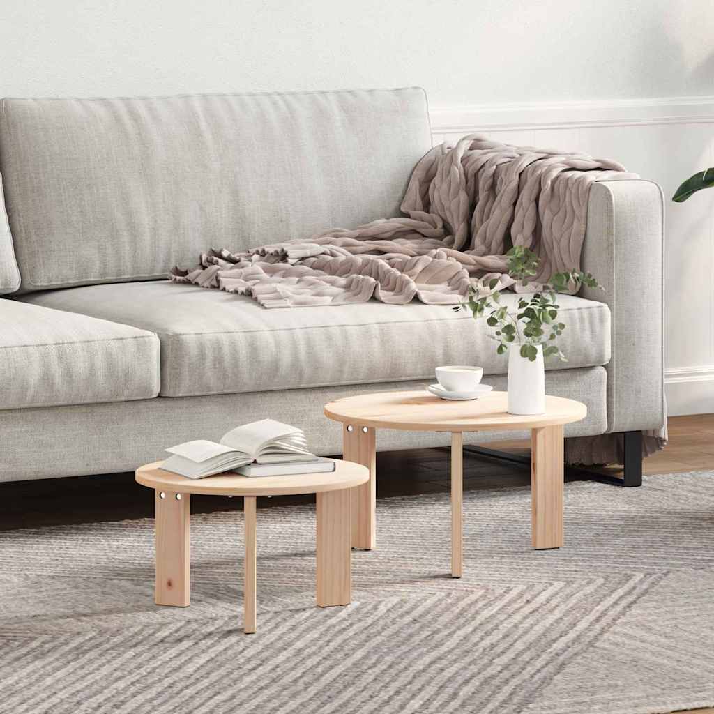 Salontafel 2 Pcs 47.5 X 47.5 X 27 Cm Massief Grenenhout