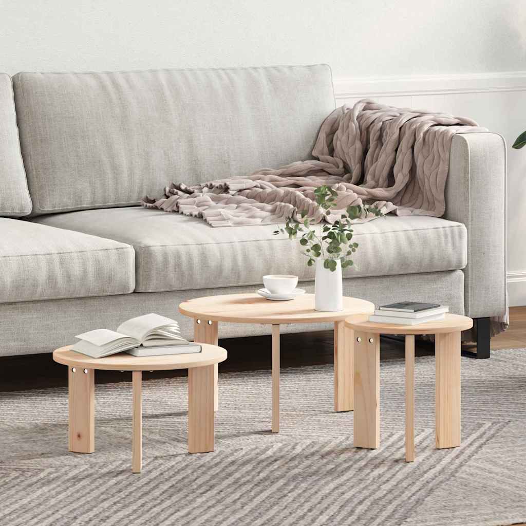Salontafel 3 Pcs 47.5 X 47.5 X 27 Cm Massief Grenenhout