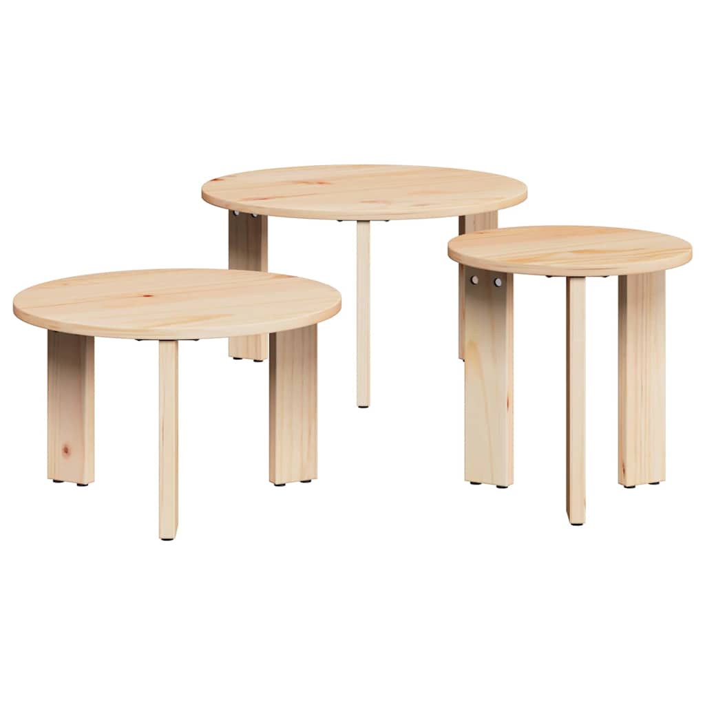 Salontafel 3 Pcs 47.5 X 47.5 X 27 Cm Massief Grenenhout