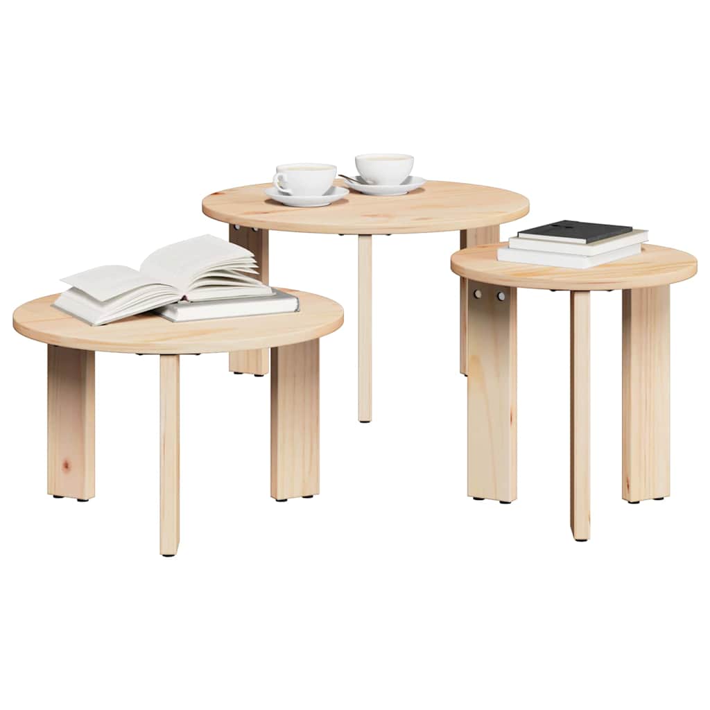 Salontafel 3 Pcs 47.5 X 47.5 X 27 Cm Massief Grenenhout