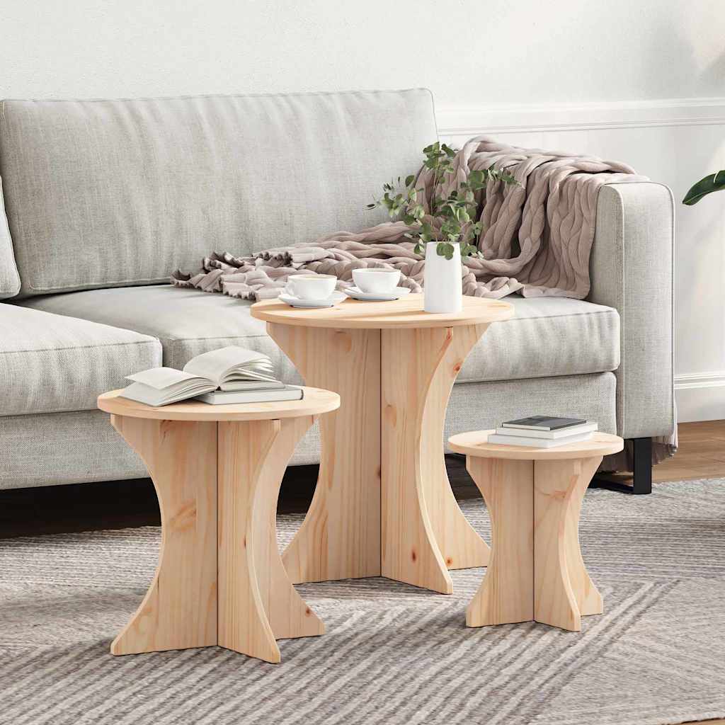 Salontafel 3 Pcs 46 X 46 X 47 Cm Massief Grenenhout
