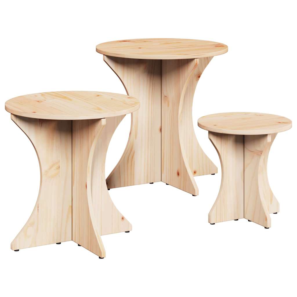 Salontafel 3 Pcs 46 X 46 X 47 Cm Massief Grenenhout