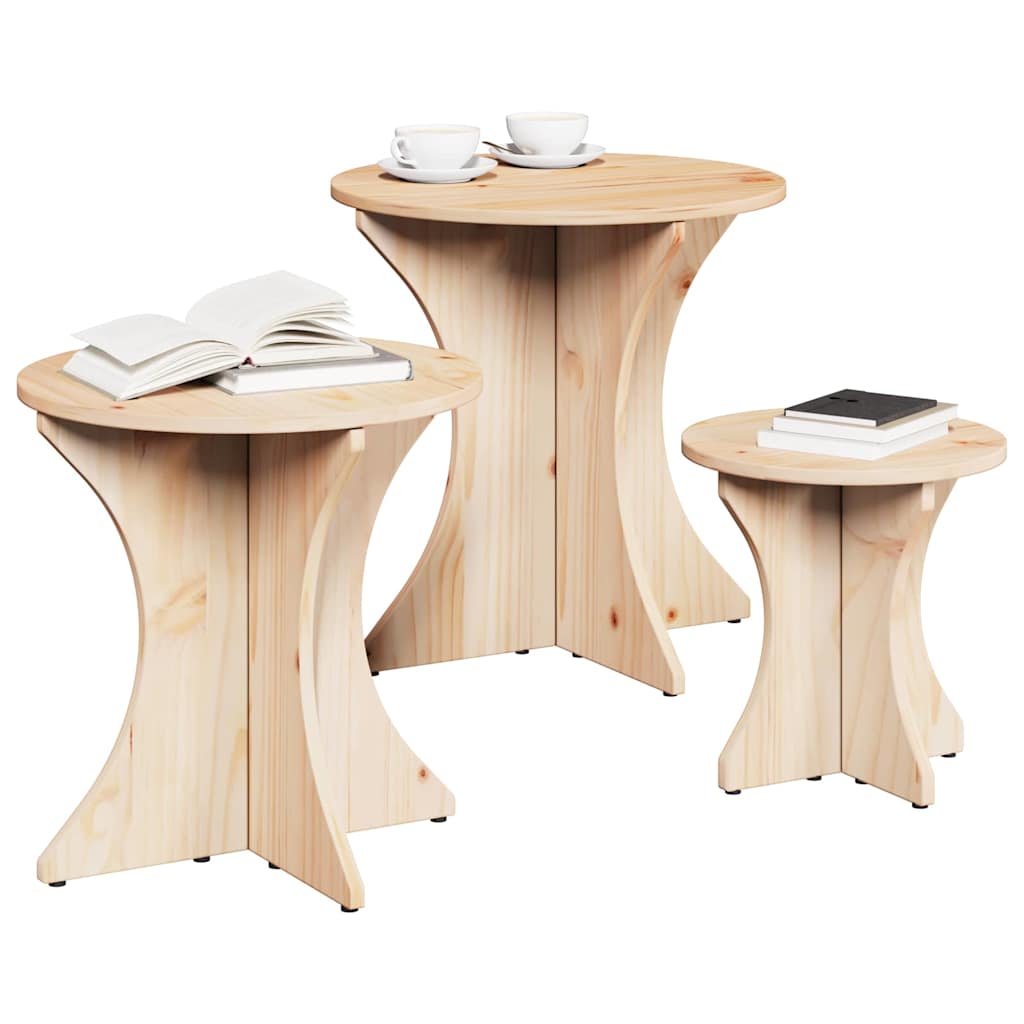 Salontafel 3 Pcs 46 X 46 X 47 Cm Massief Grenenhout