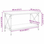Salontafel 80 X 45 X 45.5 Cm Bewerkt Hout