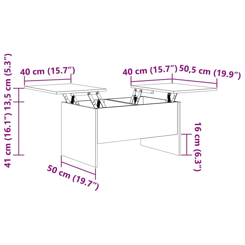 Salontafel Artisanaal Eikenkleurig 80 X 50,5 X 42,5 Cm
