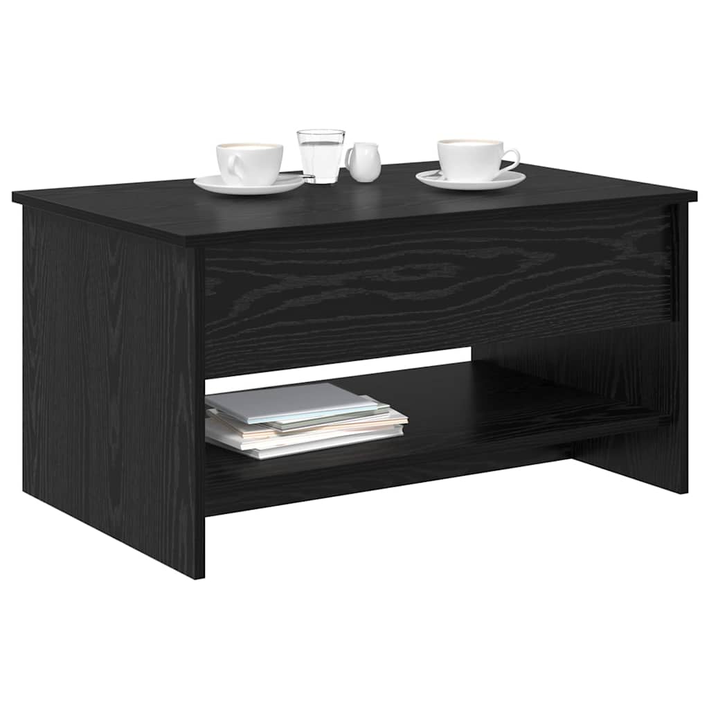 Salontafel Zwart Eiken 80 X 50,5 X 41,5 Cm Bewerkt Hout