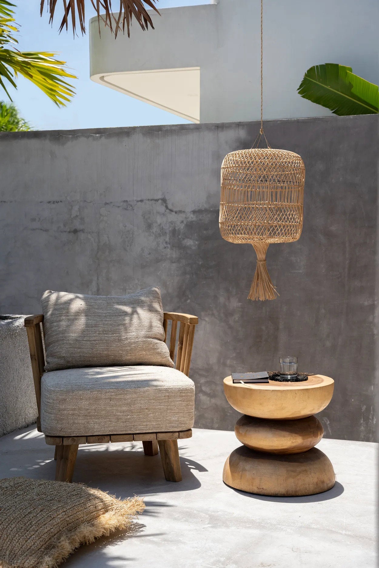 La lampe de sol Dumpling - Suspension - Natural - L