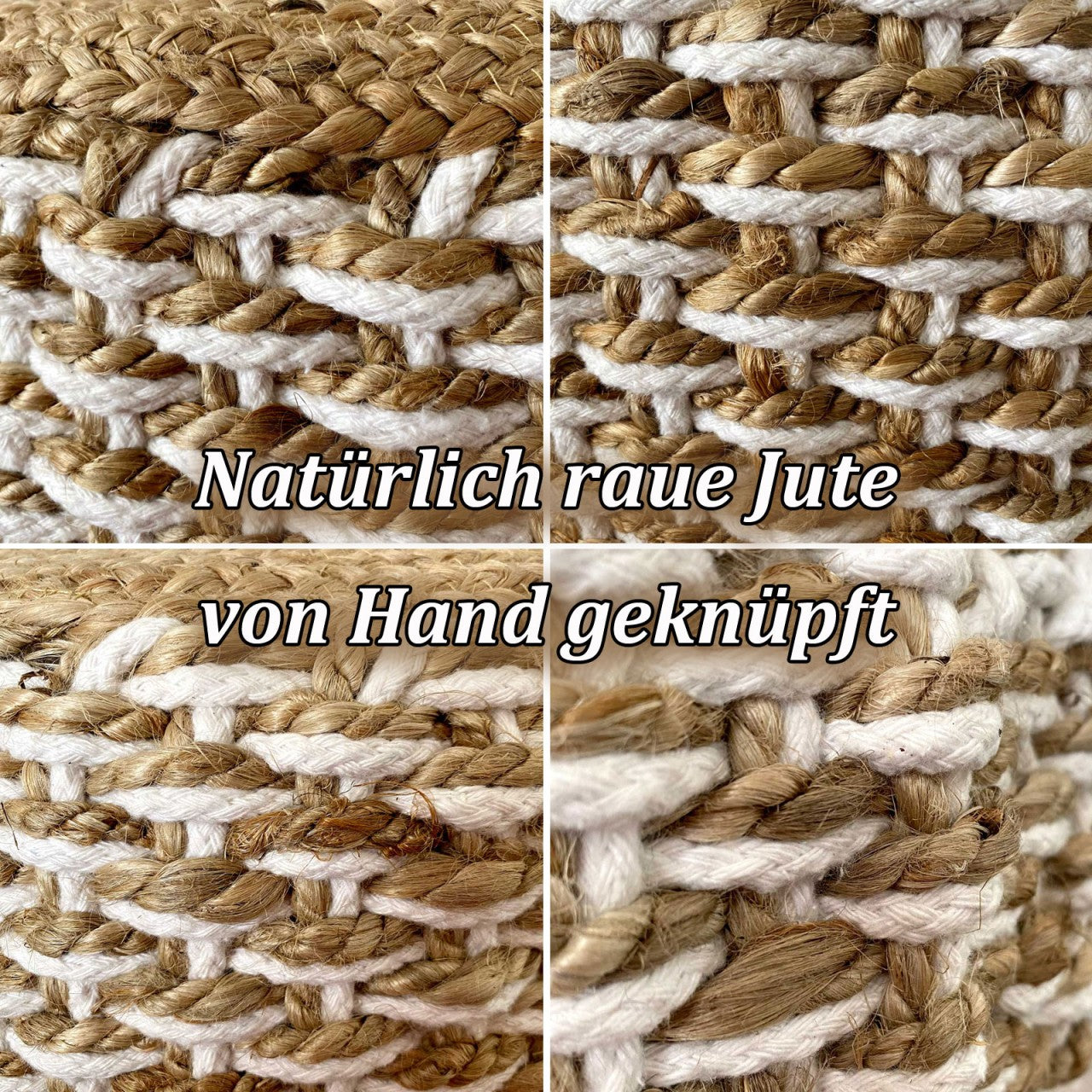 Zitpoef Jute – ronde handgemaakte poef in natuurlijk jute