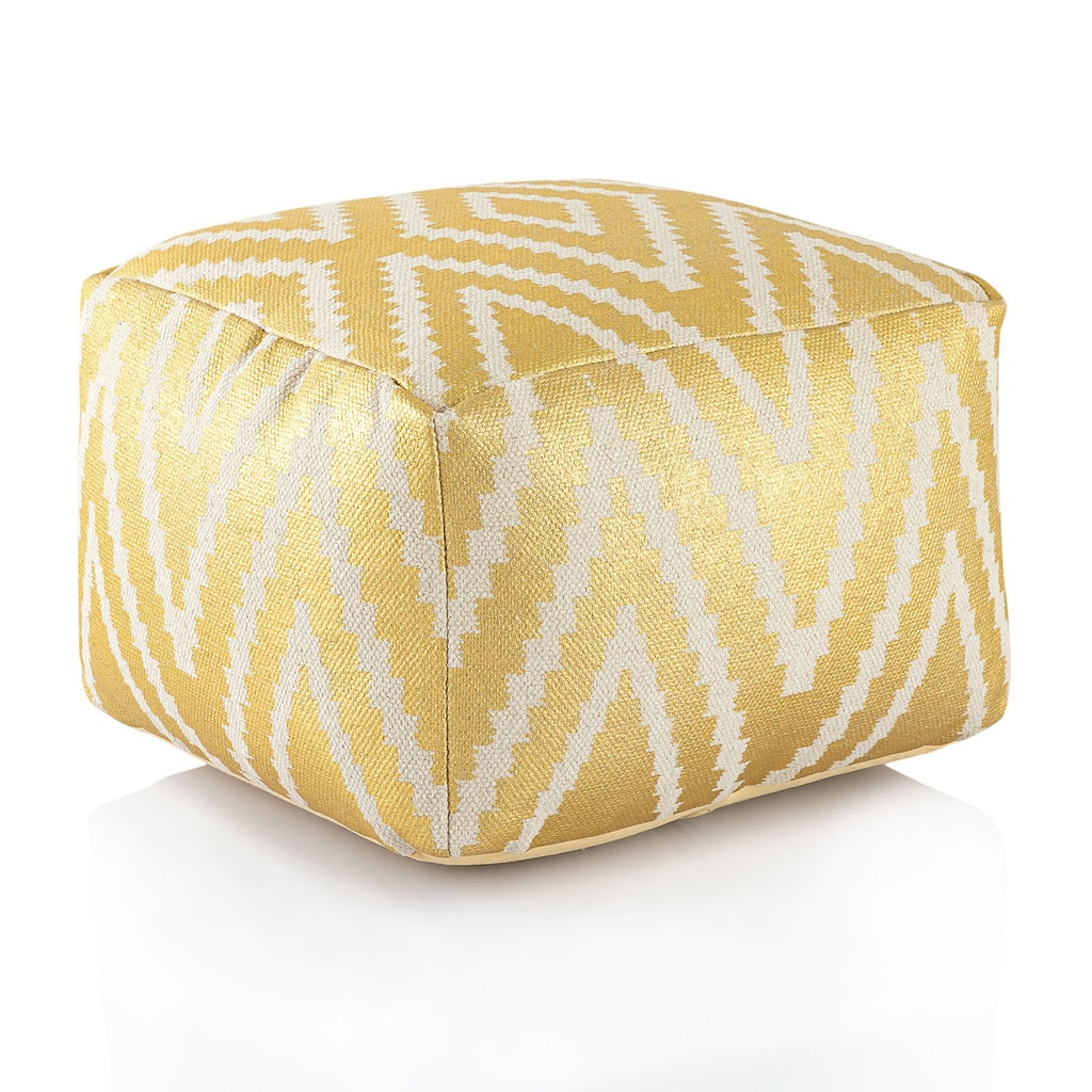 Cube Pouf – Handmade cotton in black, taupe, yellow, and turquoise