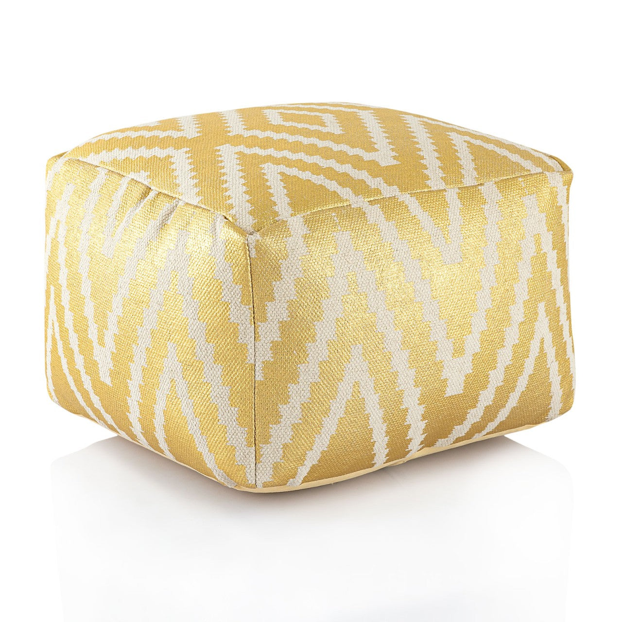 Cube Pouf – Handmade cotton in black, taupe, yellow, and turquoise
