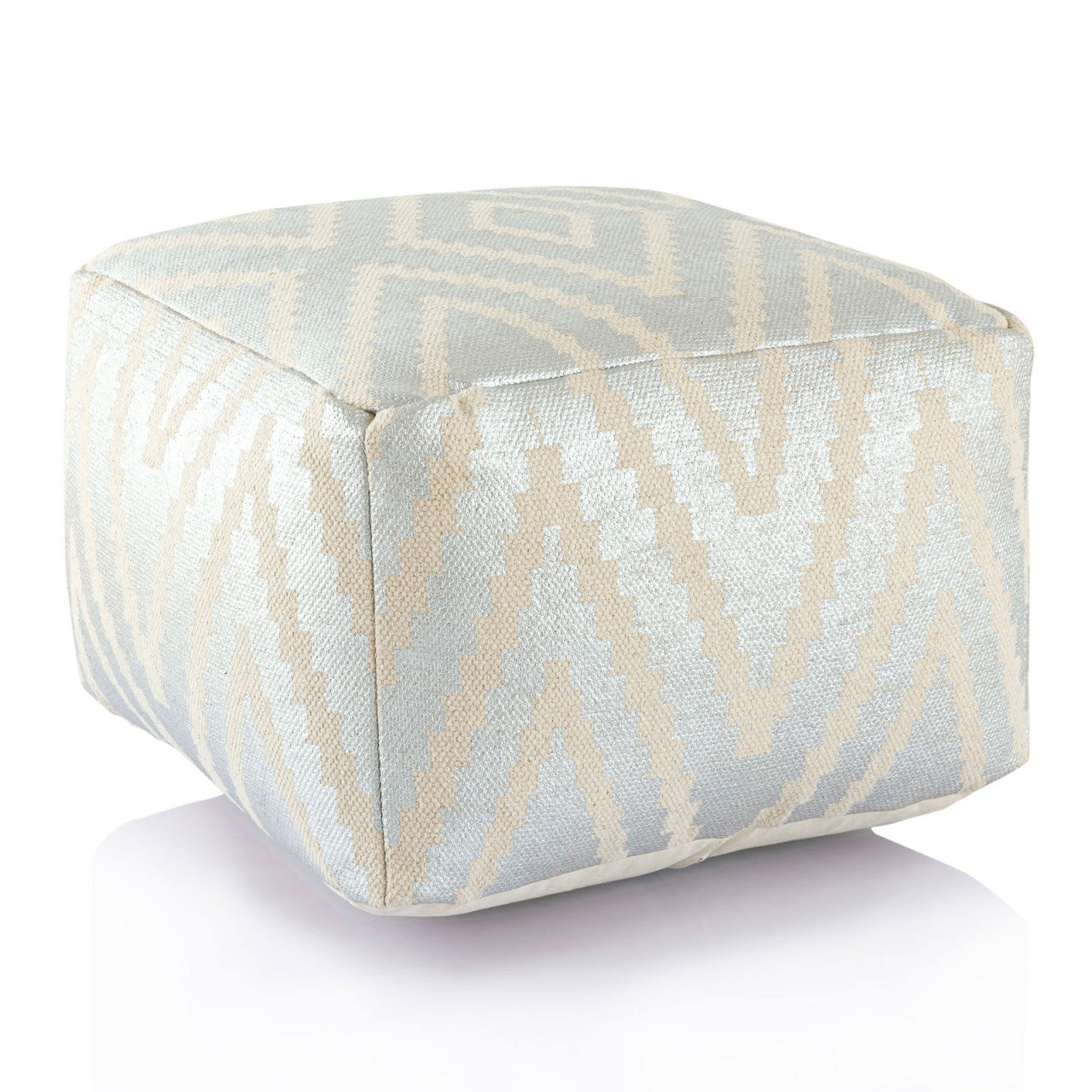 Cube Pouf – Hand-woven cotton in black, taupe, yellow, and turquoise