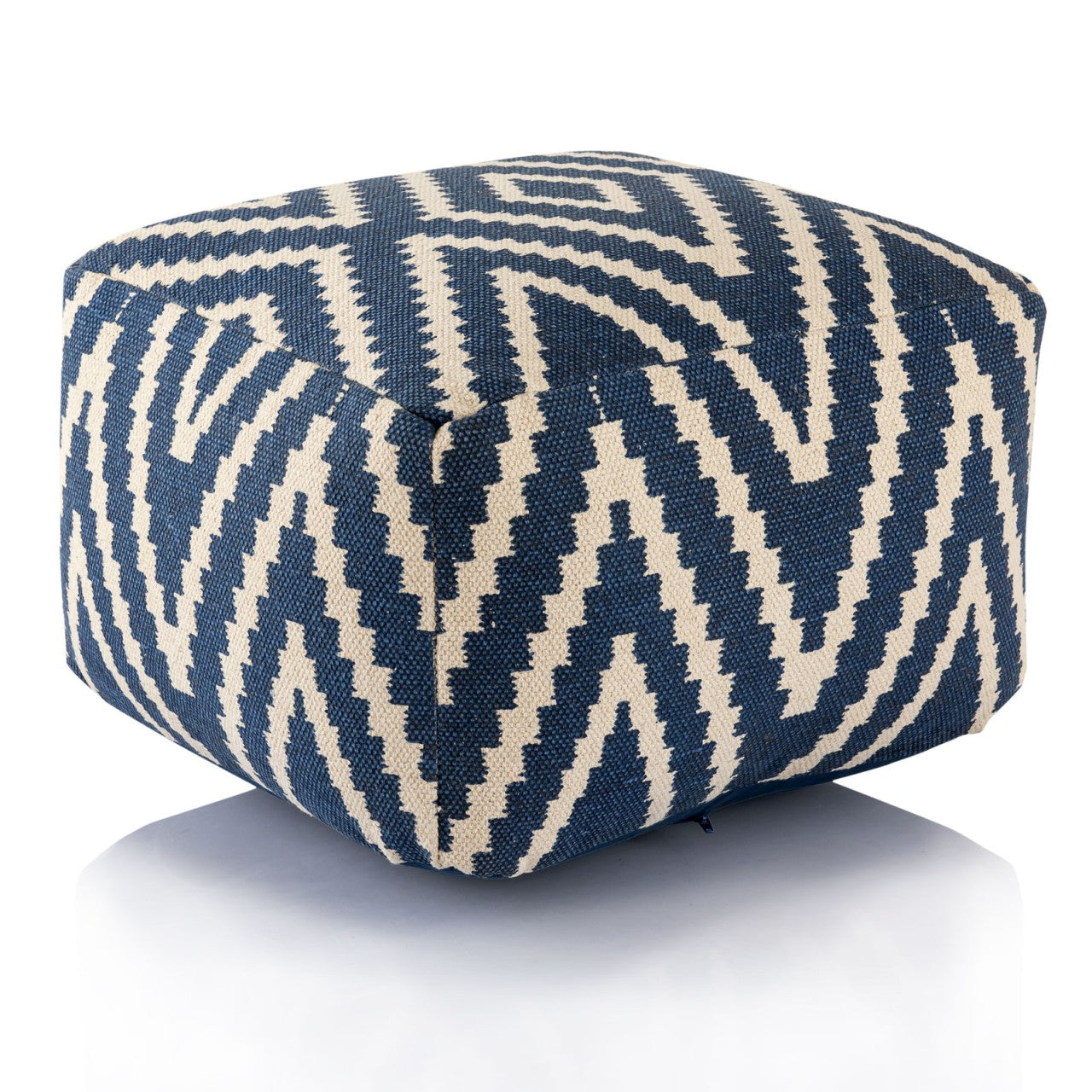 Kelim pouf – handmade in black and taupe with colorful accents