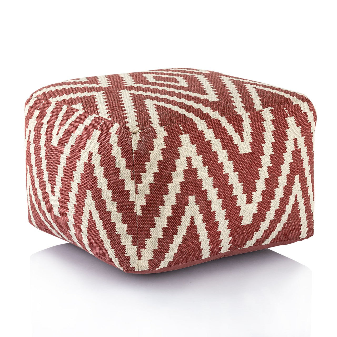 Kelim pouf – hand-woven cotton in black, taupe, yellow, and turquoise