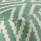 Zitpoef Kelim – handgeweven katoen in zwart, taupe, geel en turquoise