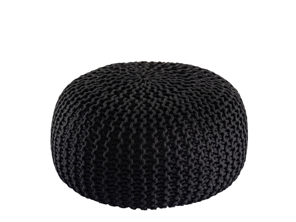 Premium pouf – knitted pouf made of recycled plastic in anthracite