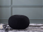Premium pouf – knitted pouf made of recycled plastic in anthracite