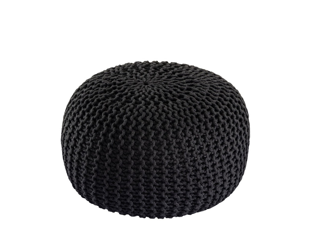 Premium pouf – knitted pouf made of recycled plastic in anthracite