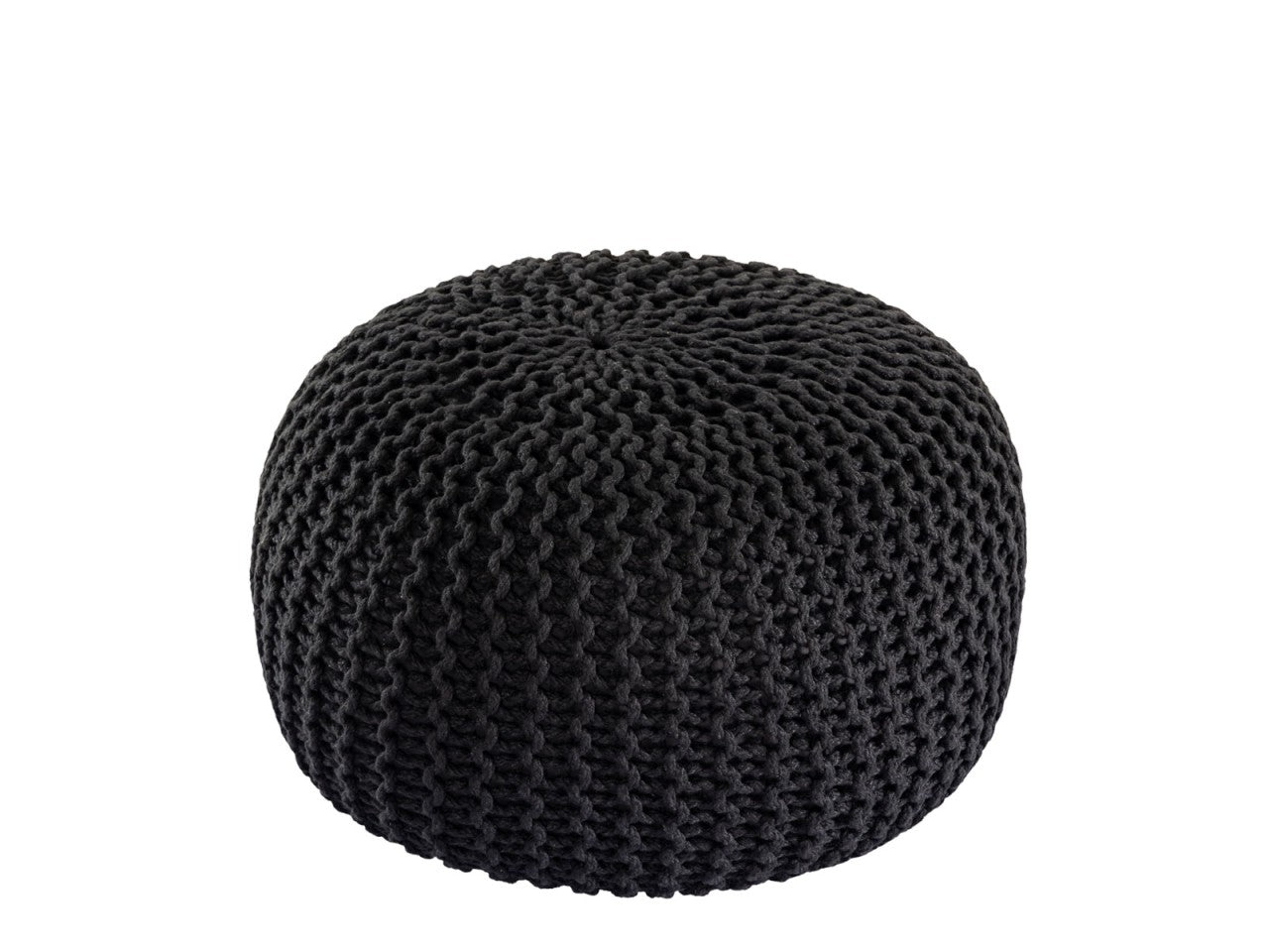 Premium pouf – knitted pouf made of recycled plastic in anthracite