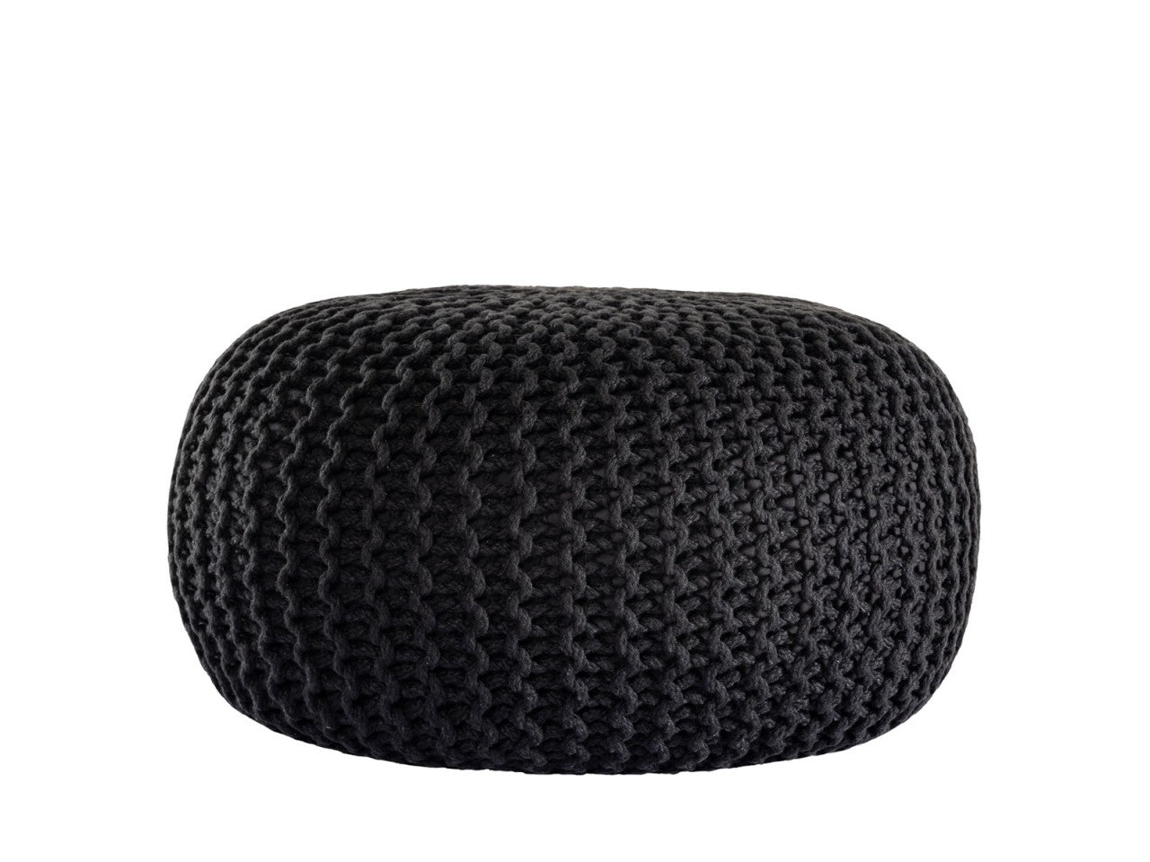 Premium pouf – knitted pouf made of recycled plastic in anthracite